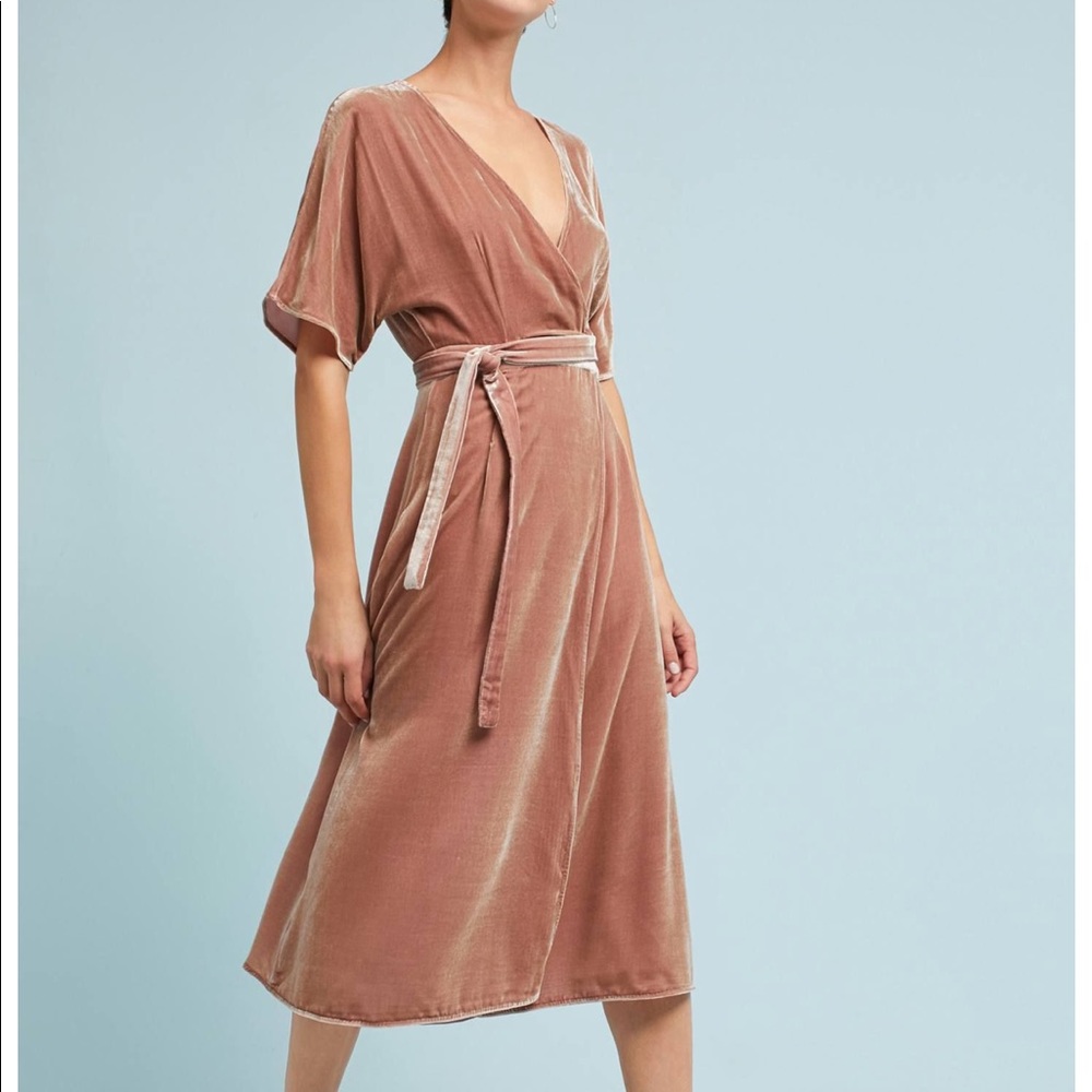 Anthropologie Taia Midi Velvet Wrap Dress